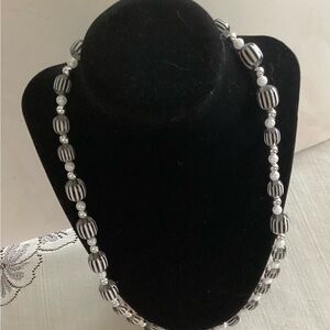 Elegant Black and White Beaded Necklace